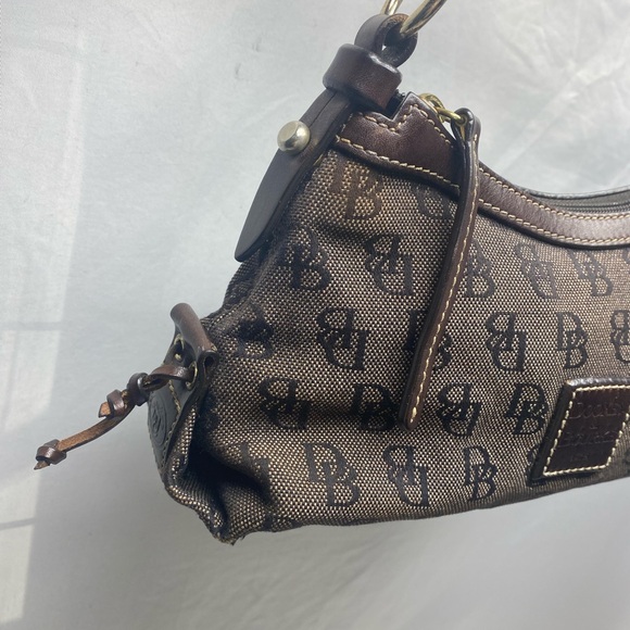 Vintage Dooney & Bourke Brown Monogram Canvas Shoulder Bag Leather - Picture 5 of 14
